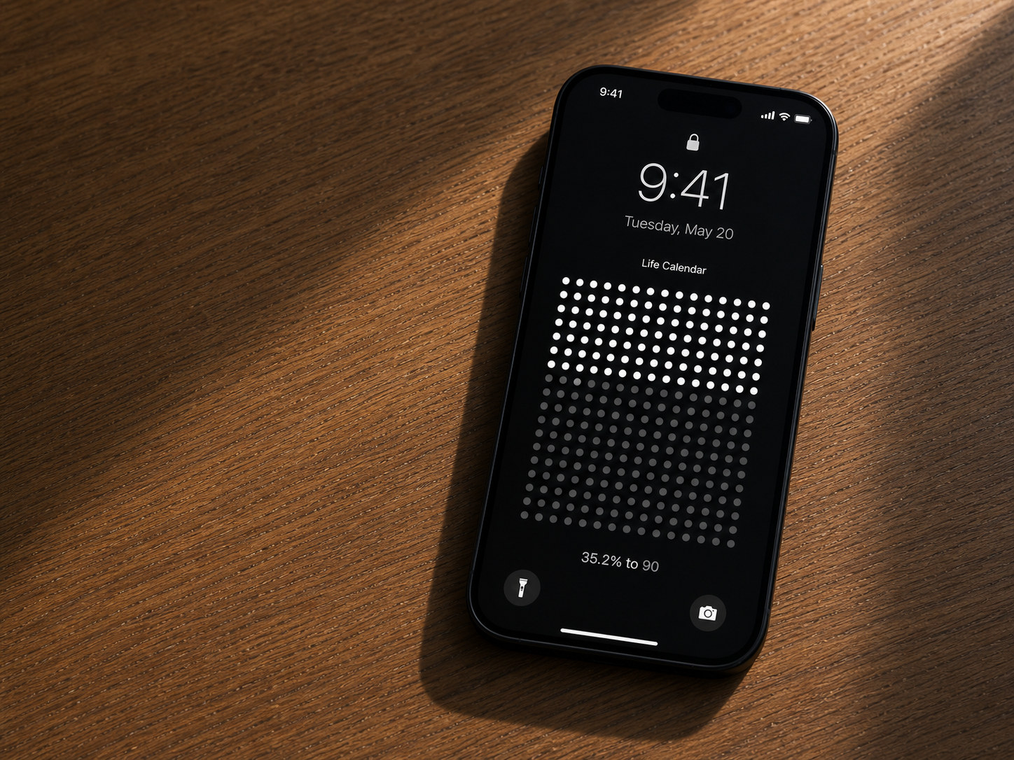 Life Calendar показывает жизнь в неделях на экране блокировки iPhone